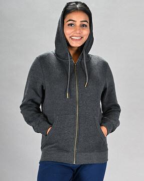 women zip-front regular fit hoodie