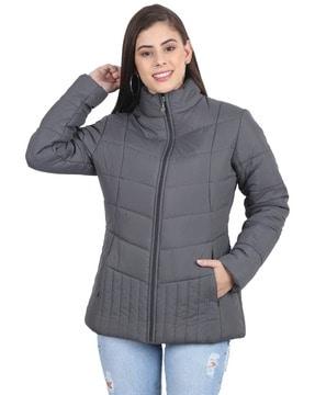 women zip-front regular fit puffer jacket