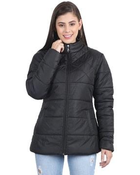 women zip-front regular fit puffer jacket