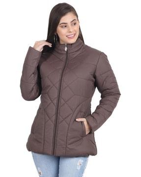 women zip-front regular fit puffer jacket