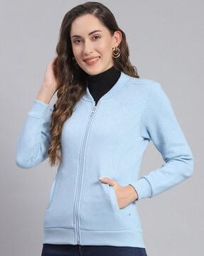 women zip-front regular fit sweatshirt