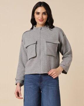 women zip-front regular fit sweatshirt