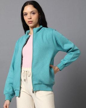 women zip-front regular fit sweatshirt