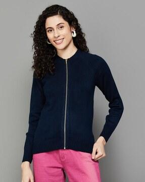 women zip-front regular fit top