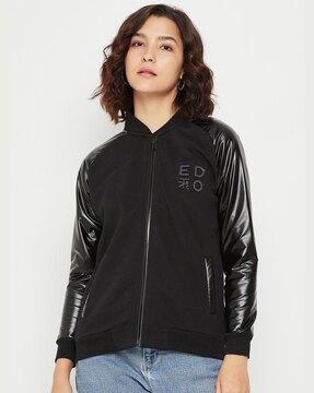 women zip-front relaxed fit bomber jacket