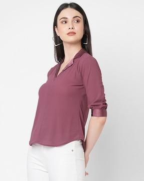 women zip-front relaxed fit top