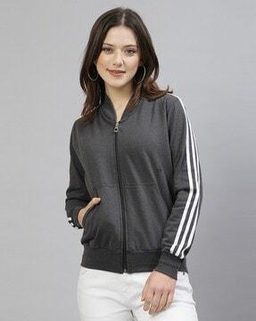 women zip-front sweatshirt with kangaroo pockets