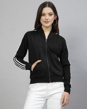 women zip-front sweatshirt with kangaroo pockets