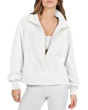 women zip-up loose fit sweatshirt