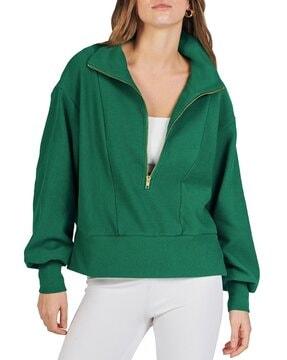 women zip-up loose fit sweatshirt