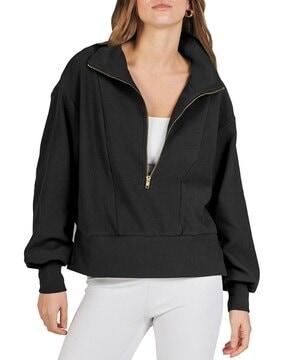 women zip-up loose fit sweatshirt