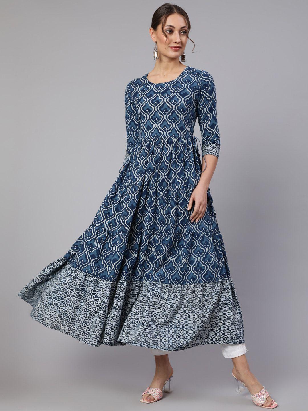 womenclick ethnic motifs printed pure cotton anarkali kurta