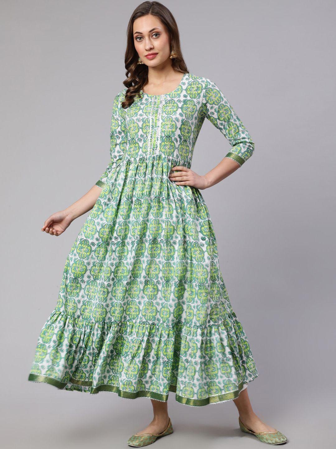 womenclick ethnic printed pleated cotton anarkali kurta