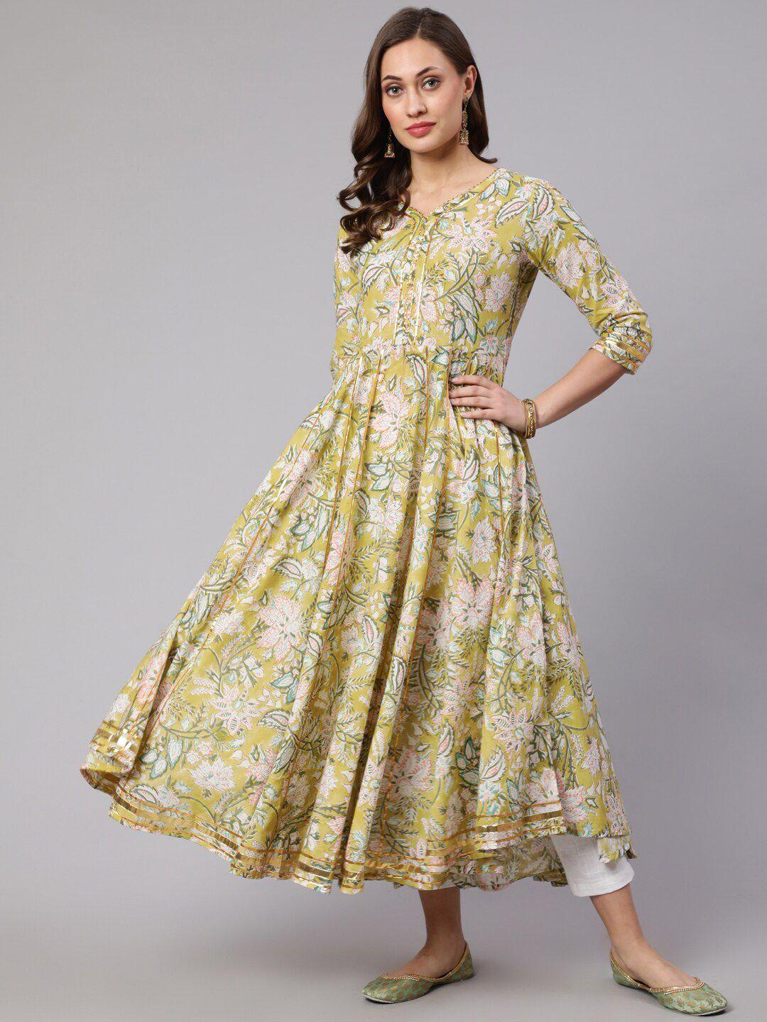 womenclick floral printed anarkali cotton kurta