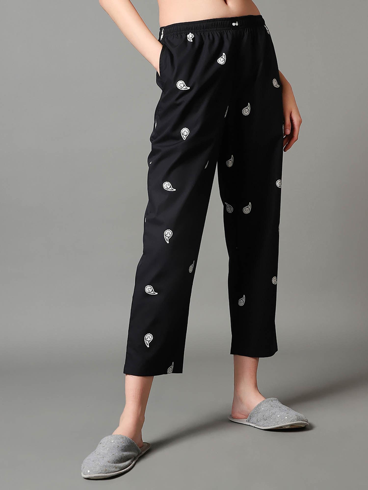 womens black all over printed trackpant