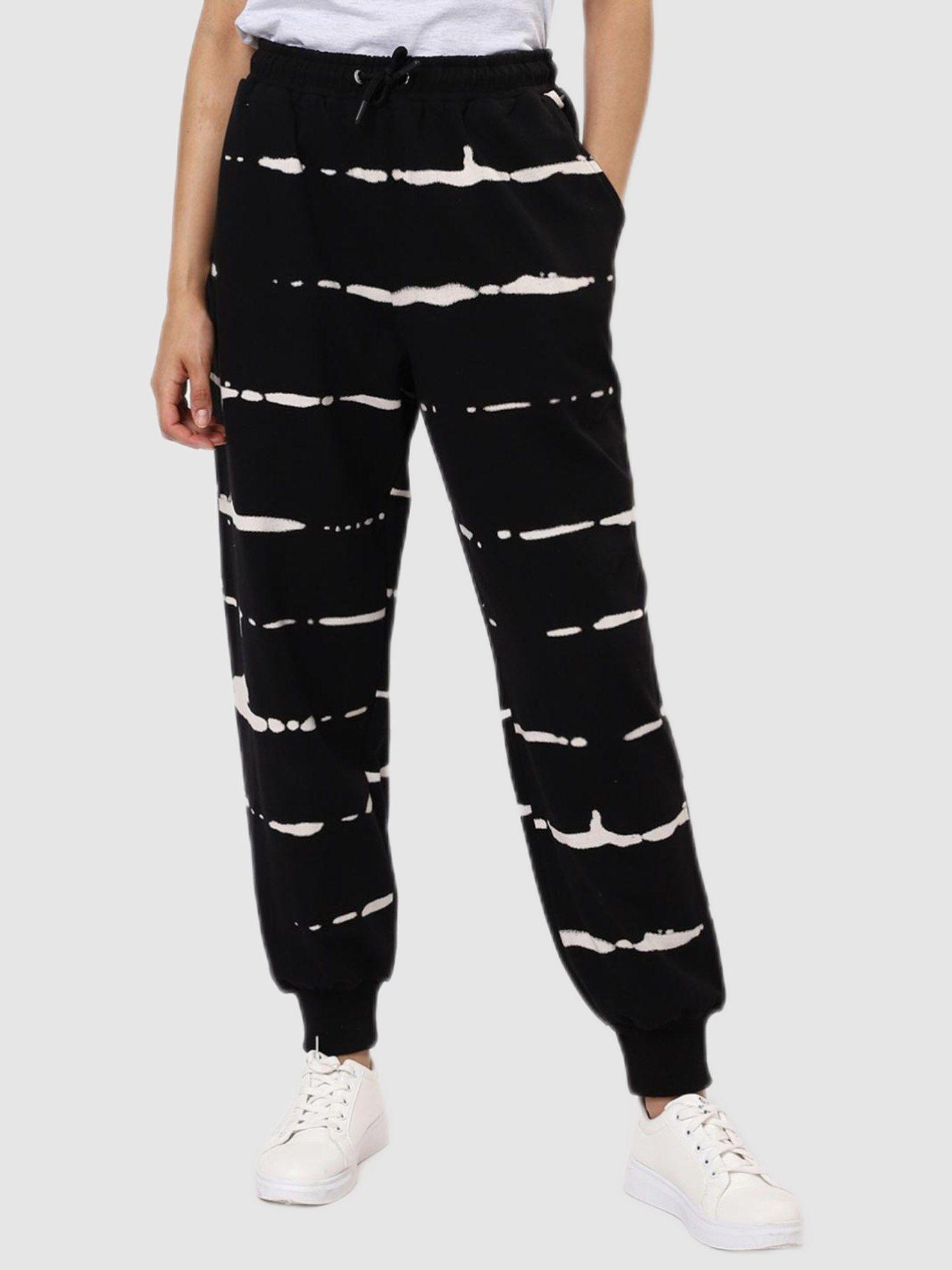 womens black tie and dye joggers
