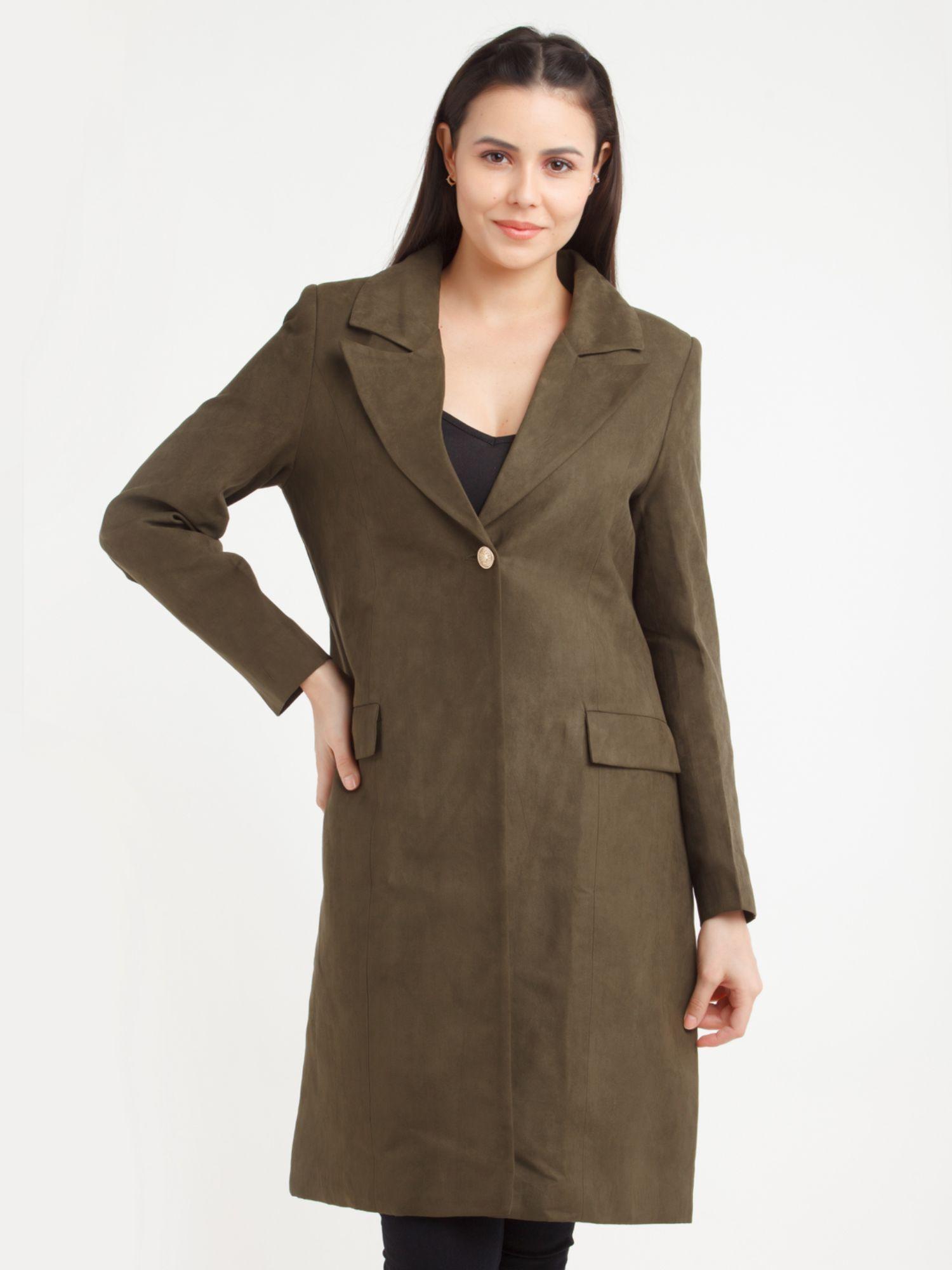 womens brown solid coat