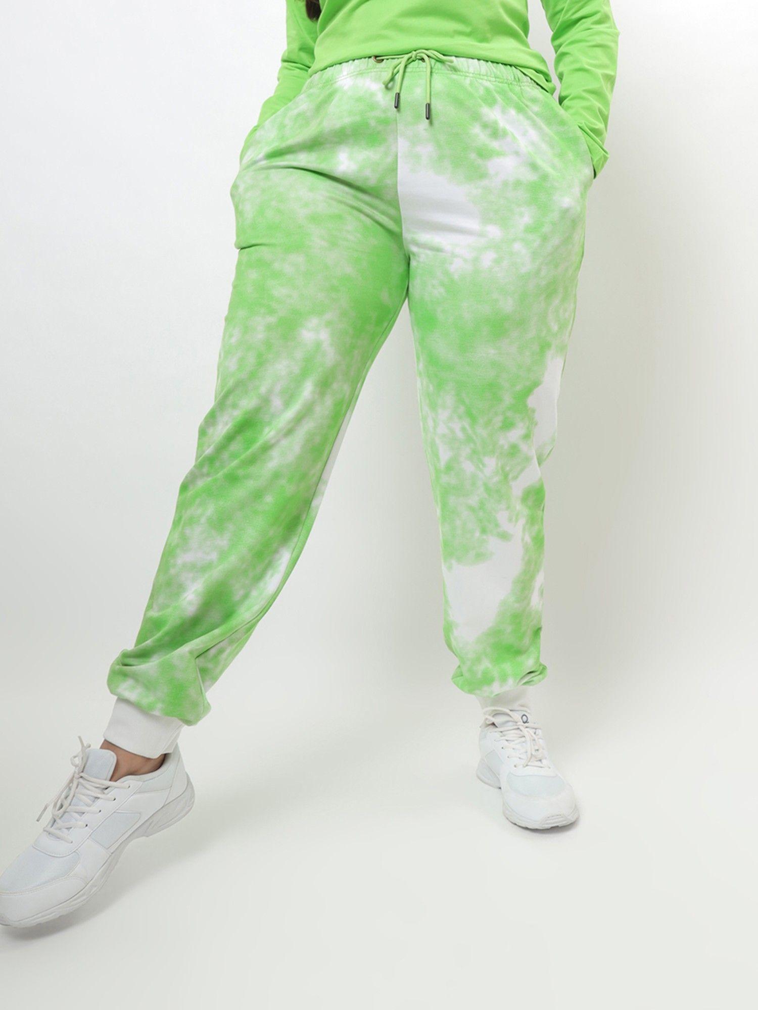 womens chilled out green and white plus size tie and dye joggers