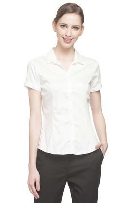 womens collared solid shirt - black