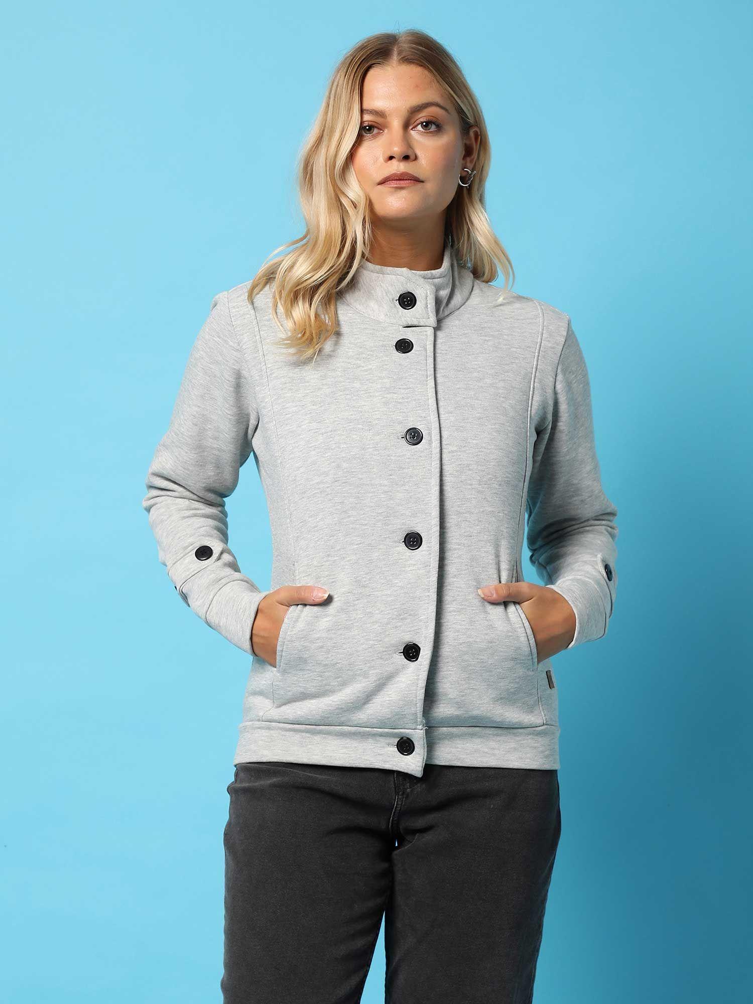 womens grey solid cotton jacket