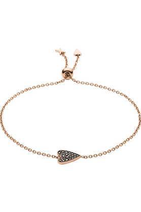 womens heart rose gold-tone stainless steel bracelet jf03089791