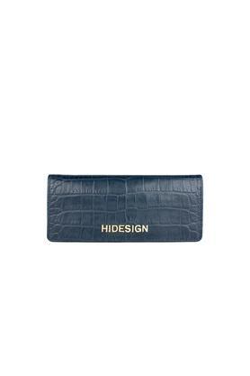 womens leather 1 fold wallet - mid blue
