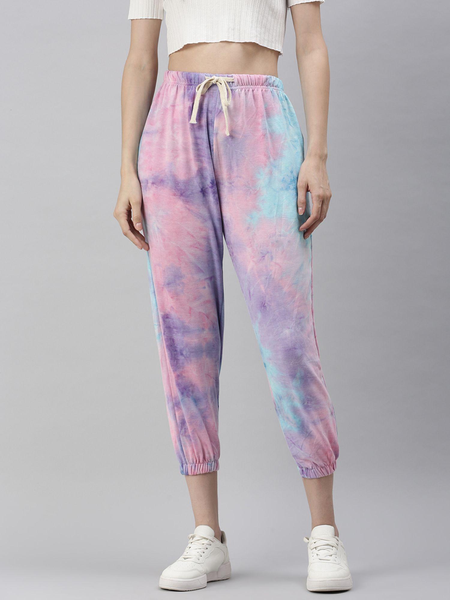 womens loose fit blue tie and dye joggers pant