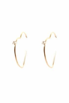 womens metallic gold heart shaped hoop statement earrings - multi