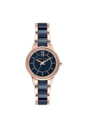 womens navy blue dial stainless steel analogue watch - ak3344nvrg