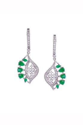 womens oval stone studded drop earrings - multi