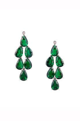 womens oval stone studded tear drop earrings - multi