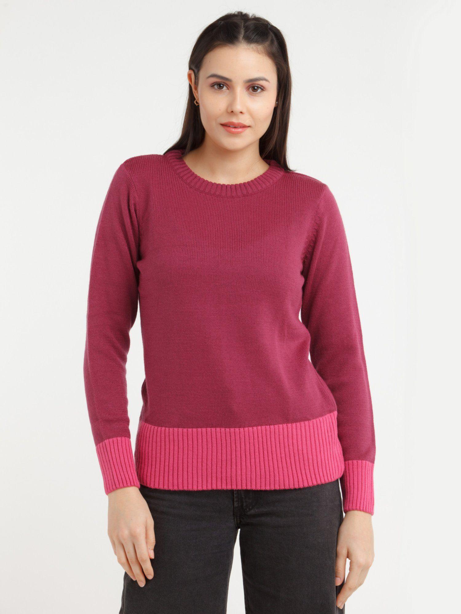 womens purple colorblock sweater