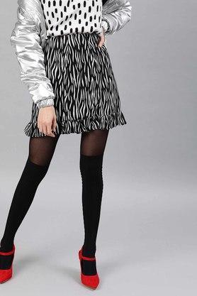 womens regular fit printed skirt - black