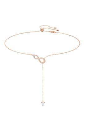 womens rose gold plated single stone infinity y necklace
