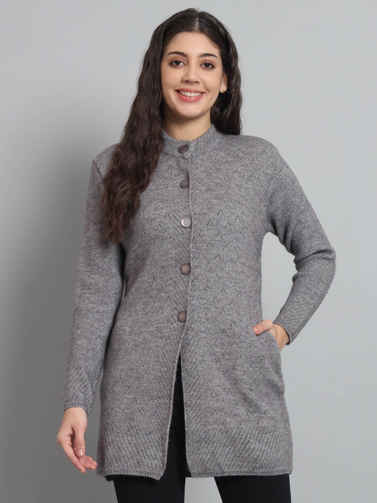 womens self design woollen cardigan