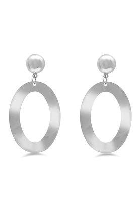 womens silver plated metallic geometric drop earrings - multi