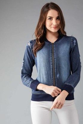 womens we were young once bomber jacket - navy
