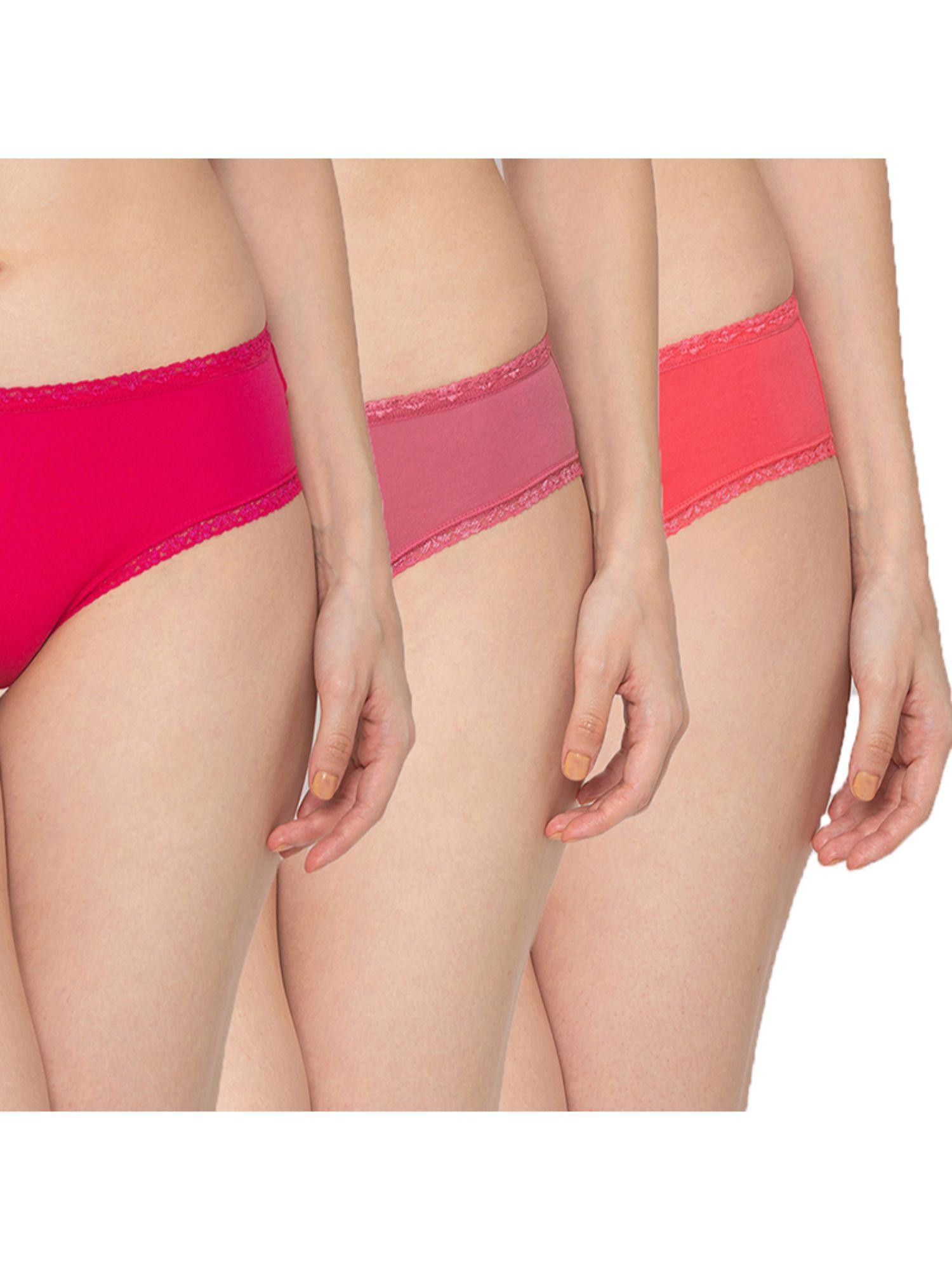 womens's cotton lace bikini panty (pack of 3) - multi-color