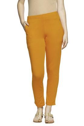 womens 2 pocket solid kurti pants - light orange