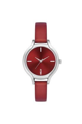 womens 30 mm women watch red dial leather strap analog display watch - tw027hl20