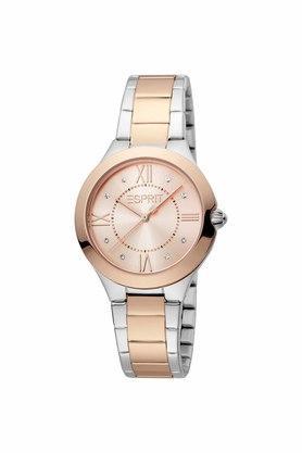 womens 32 mm rose gold dial stainless steel analogue watch - es1l264m0085