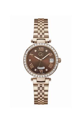 womens 34 mm flair crystal brown dial stainless steel analog watch - z01009l4mf