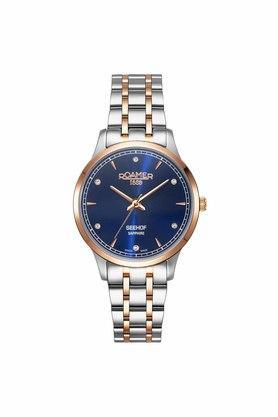 womens 34 mm seehof blue dial stainless steel analogue watch - 509847 49 40 20