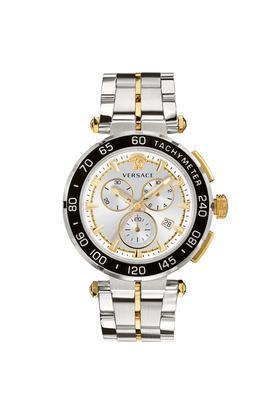 womens 36 mm versace essential black dial stainless steel analogue watch - vek400621