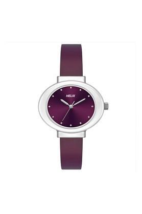 womens 36 mm women watch maroon dial leather strap analog display watch - tw039hl06