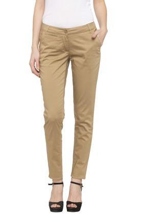 womens 5 pocket solid pants - fawn