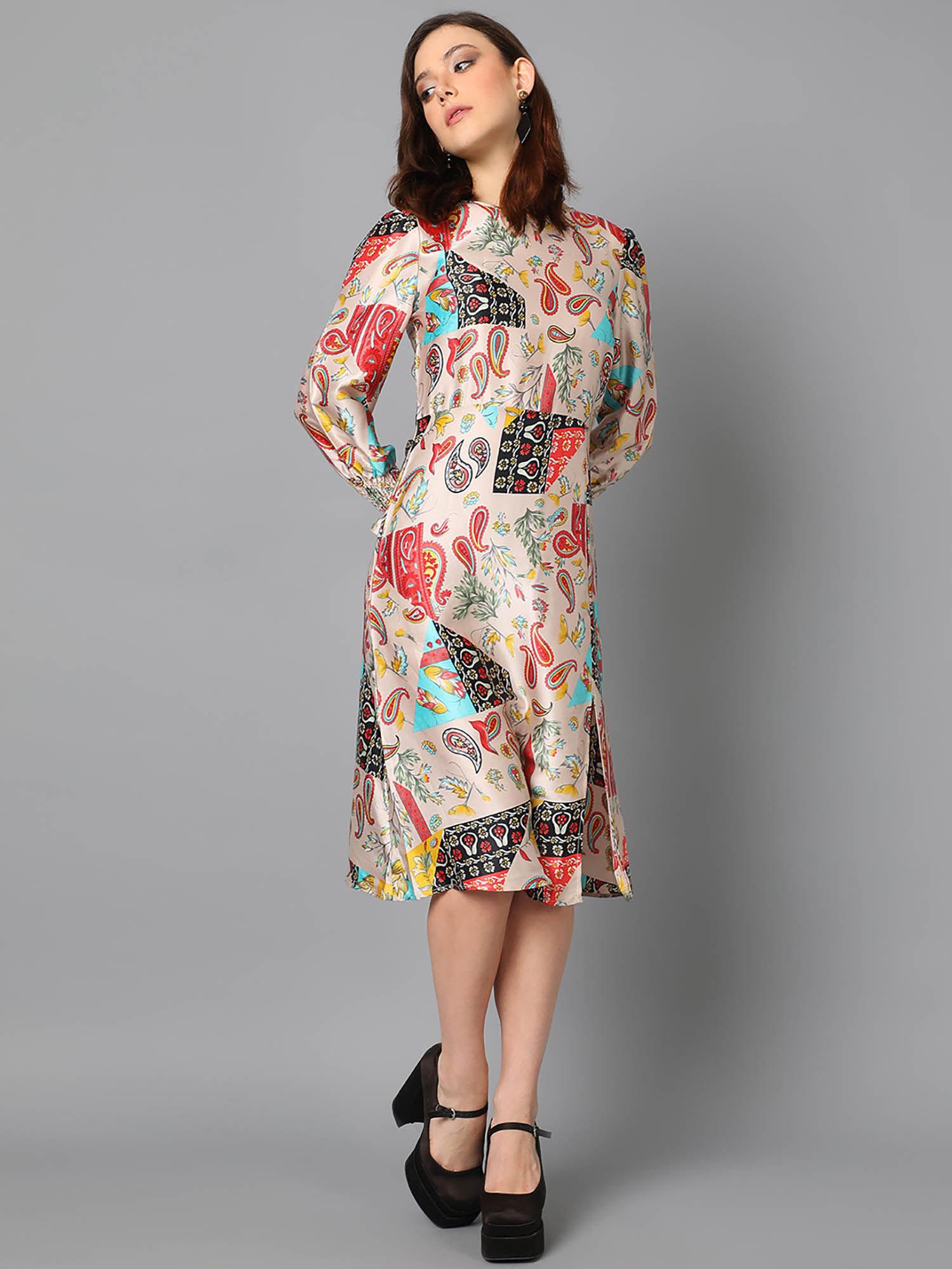 womens a-line multicolor dress