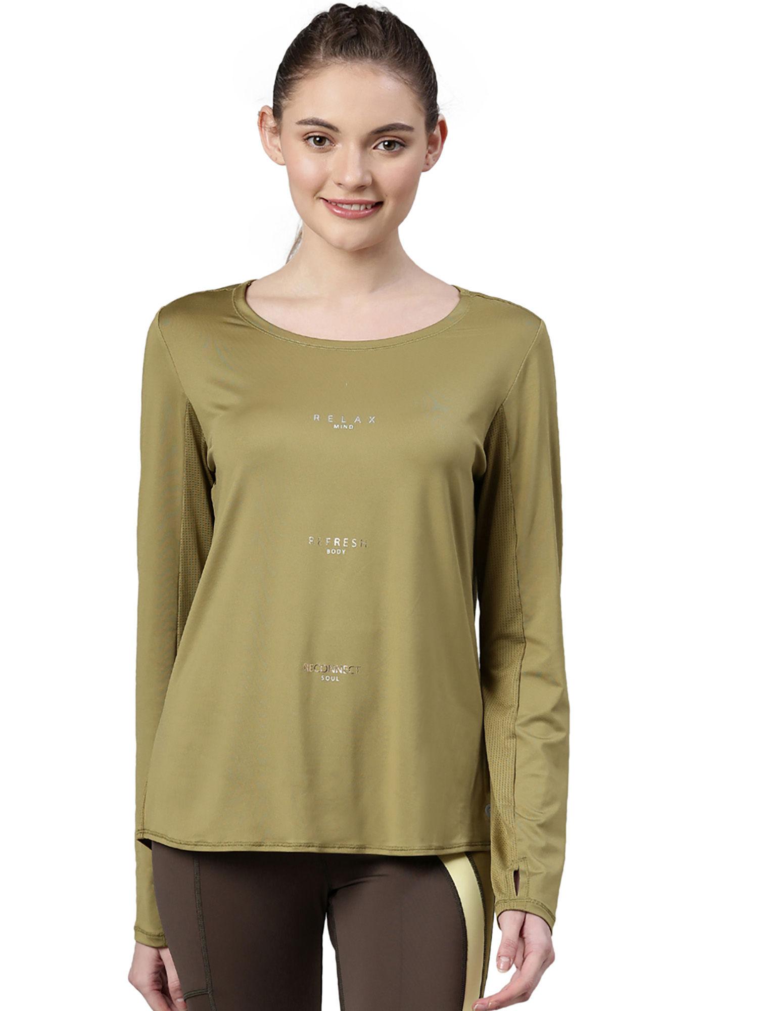 womens a304-long sleeve with antimicrobial & sweat wicking anti chill t-shirt-thai green