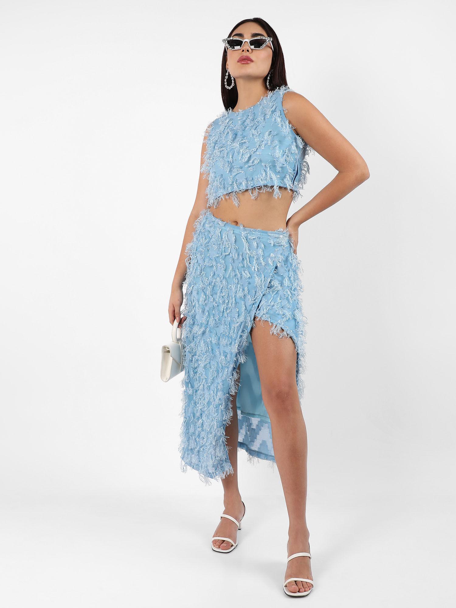 womens all-around tassel top with skirt co-ord