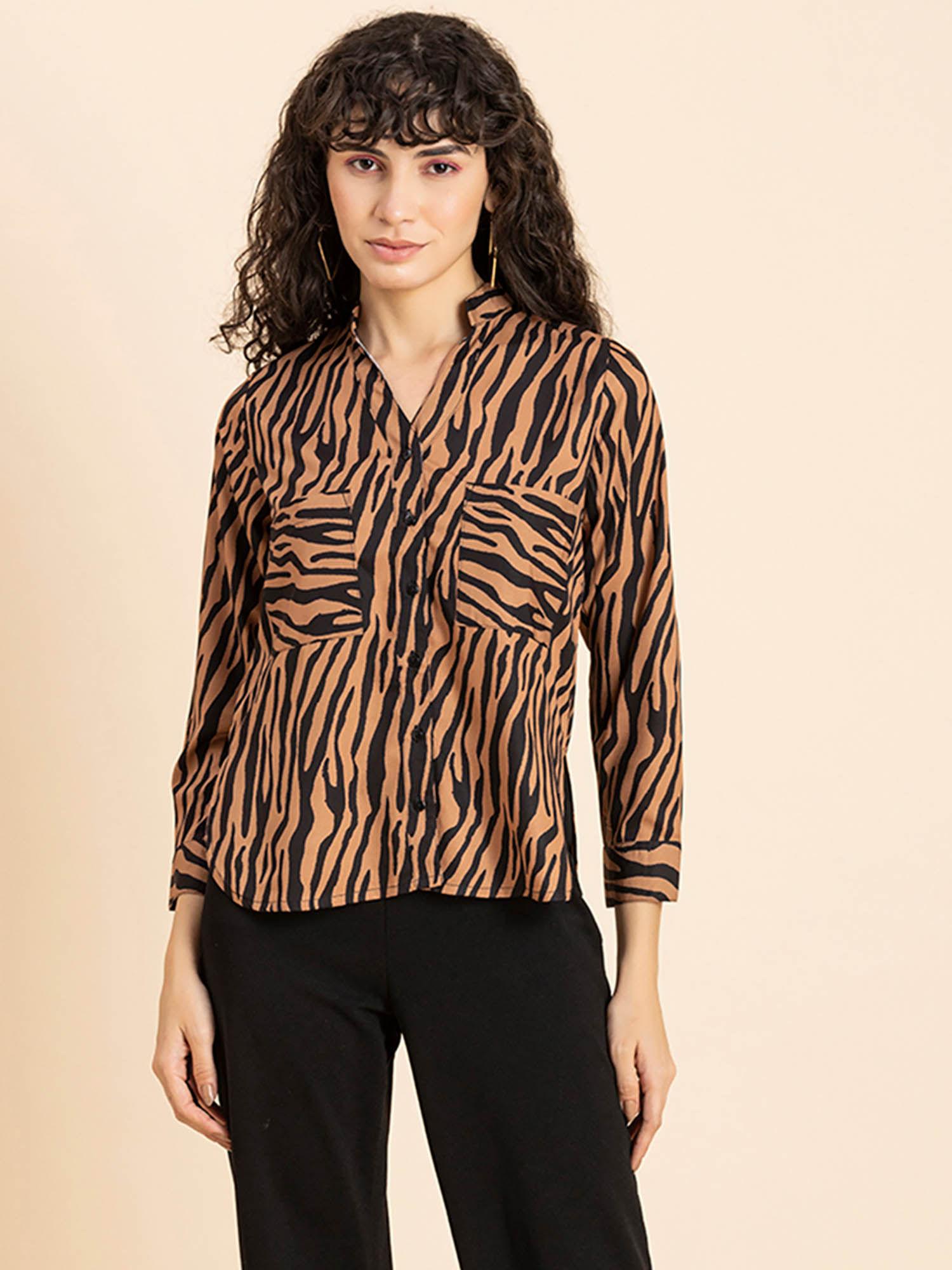 womens animal printed long shirt